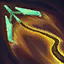 <b>Heroic Swing</b> <br> <i>Akshan fires a grappling hook into terrain then swings around it, repeatedly firing at the nearest enemy while swinging. He can jump off early or gets knocked off when colliding with champions or terrain.</i>