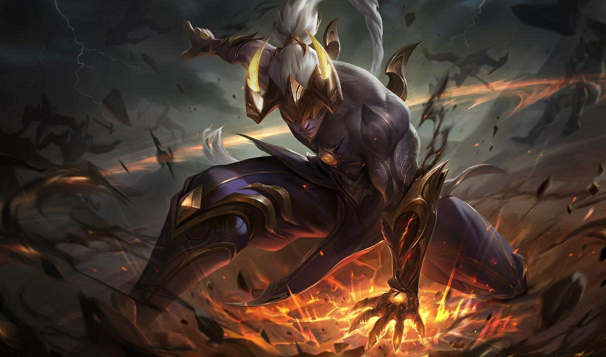 Splash art for Prestige Nightbringer Lee Sin skin